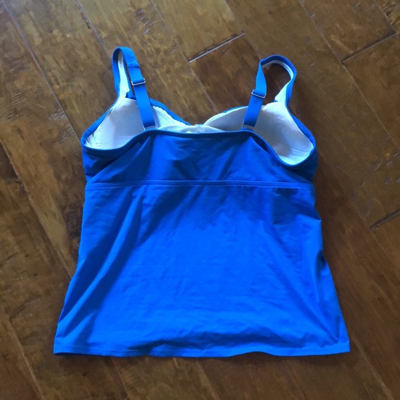 Lands End 14D 14 D Swim Tankini Top Adjustable Straps Blue - Picture 3 of 6